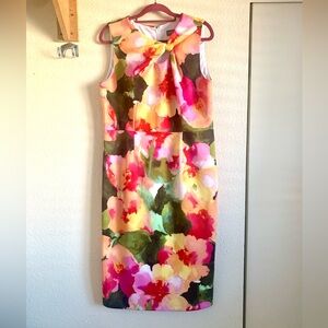 Donna Ricco Floral Sleeveless Dress - Pink, Yellow, Green